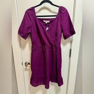 LOFT new with tags Petite Crinkle Flounce Puff Sleeve Dress